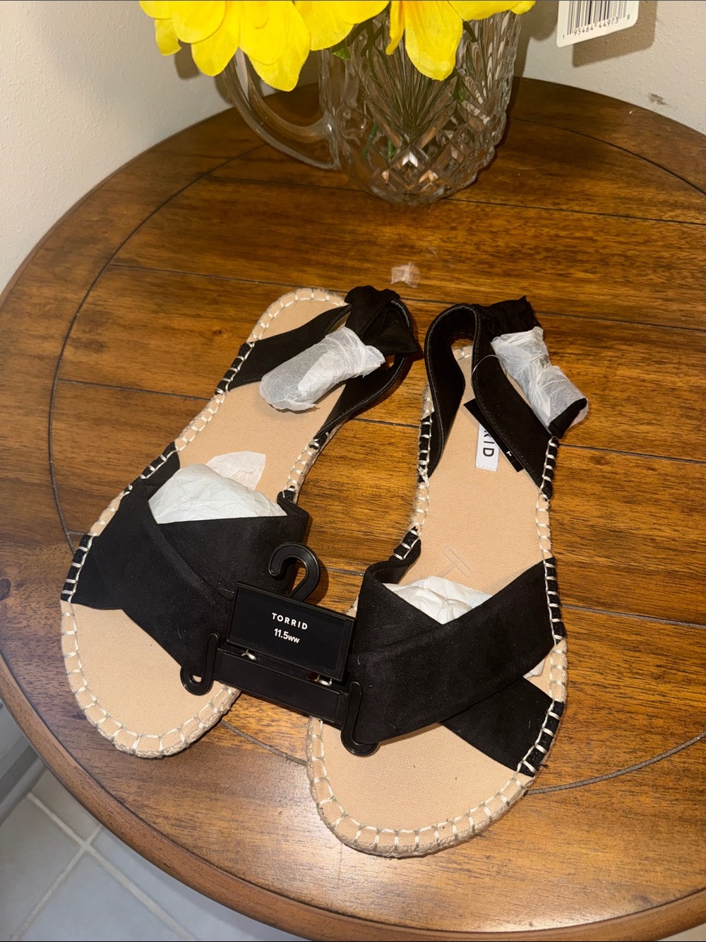 Torrid Black BNWT LaceUp The Ankle Espadrille Sandals Fit Like 12 WW BRAND NEW - Picture 13 of 16